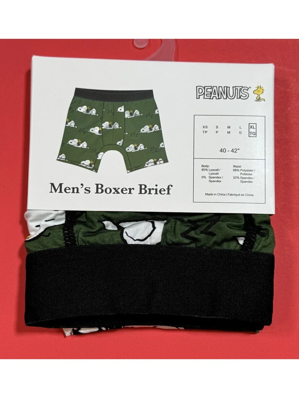 Bioworld Peanuts Snoopy Green Boxer Brief Men's XL 40 - 42